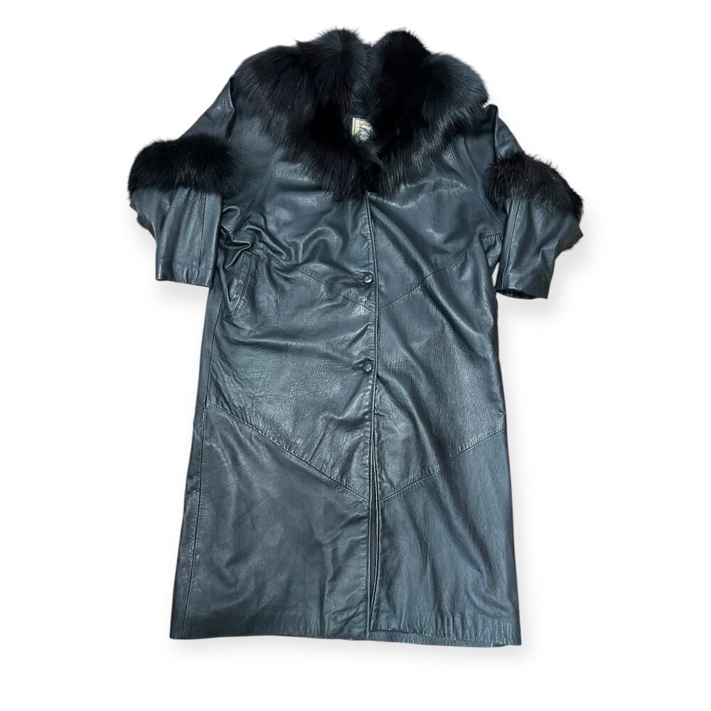 Vintage Leather/Fur Coat - Picture 4 of 7